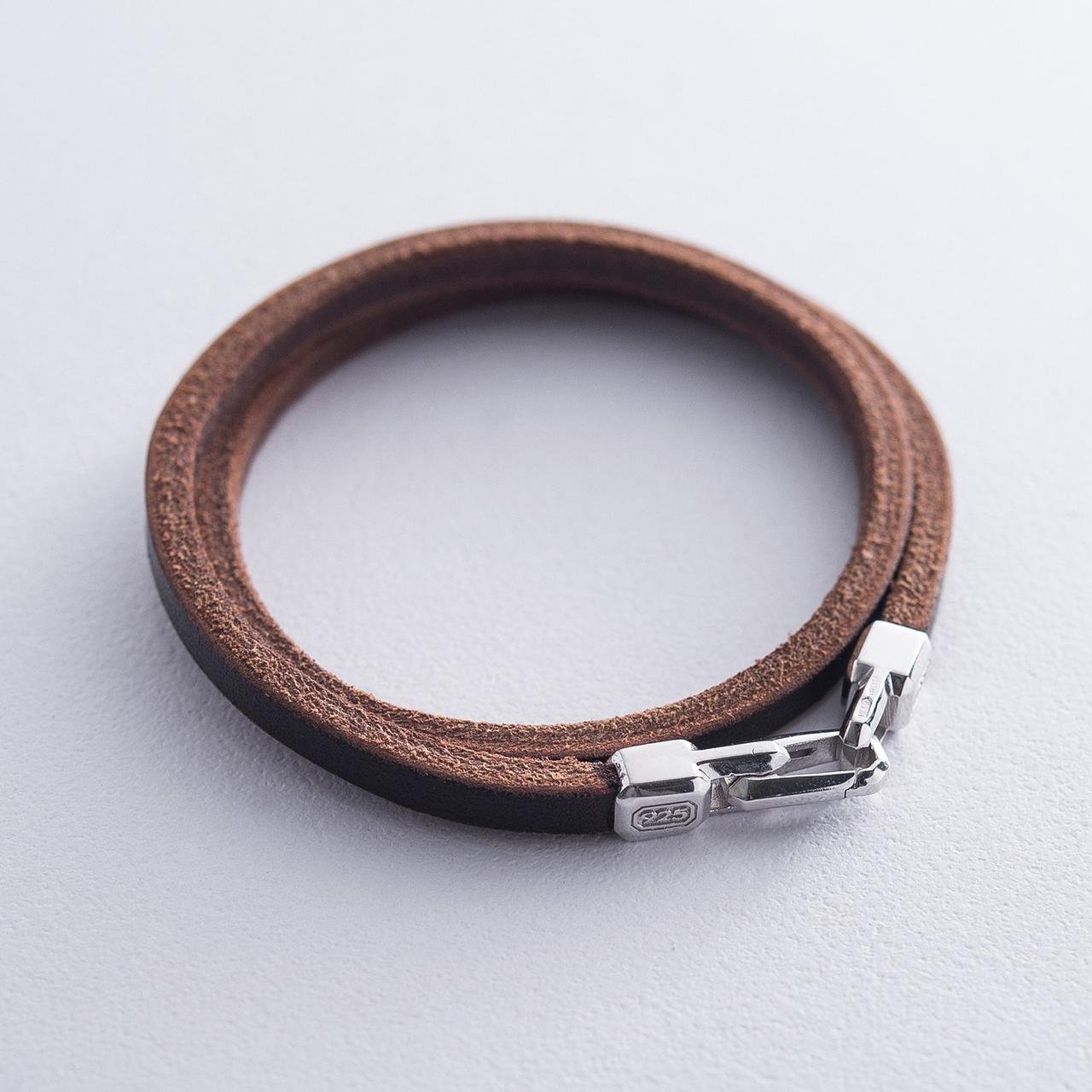 Шкіряний браслет з срібною застібкою, 925" (коричневий)