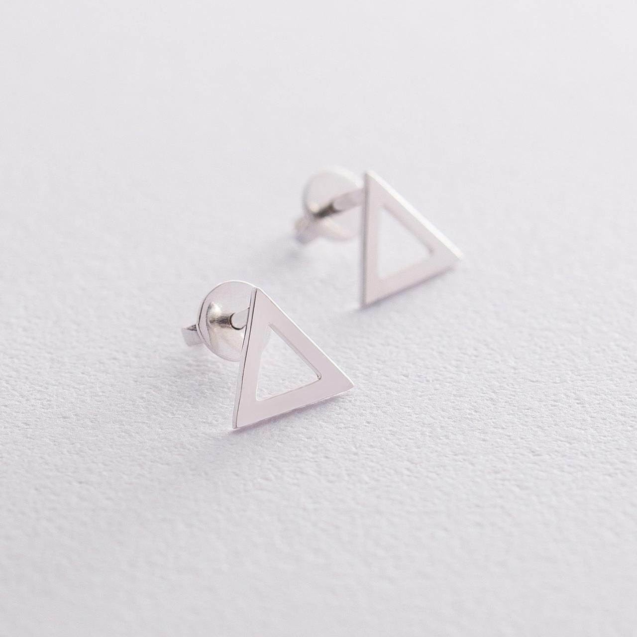 Срібні сережки-пуссети "Трикутники", 925"