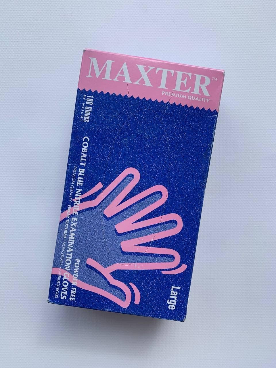 Рукавички нітрилові нестерильні одноразові без пудри Maxter (100 шт - 50 пар)